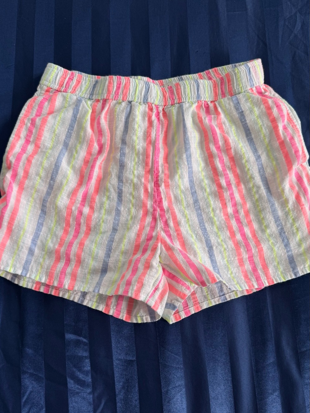 Vineyard Vines Kids Striped Elastic Waist Shorts - Pink, Blue, Green & White